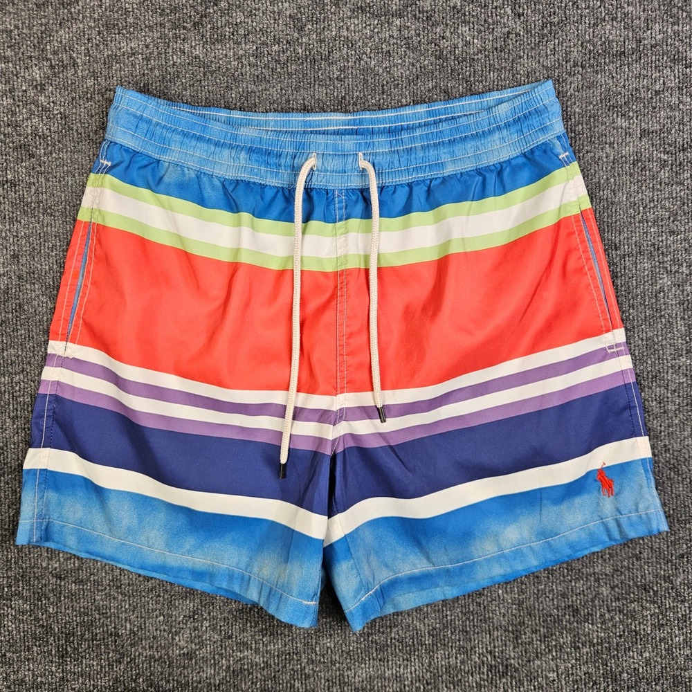 Polo Ralph Lauren Traveler Swim Trunks Shorts Men's M Striped Lined Multicolor
